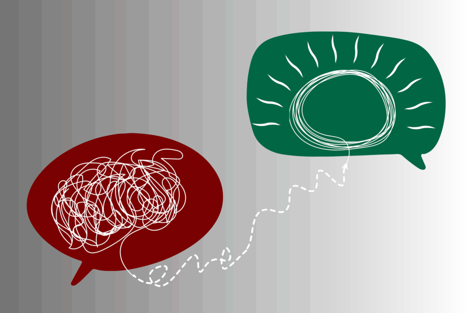 rote und grüne Sprechblase Zeichnung