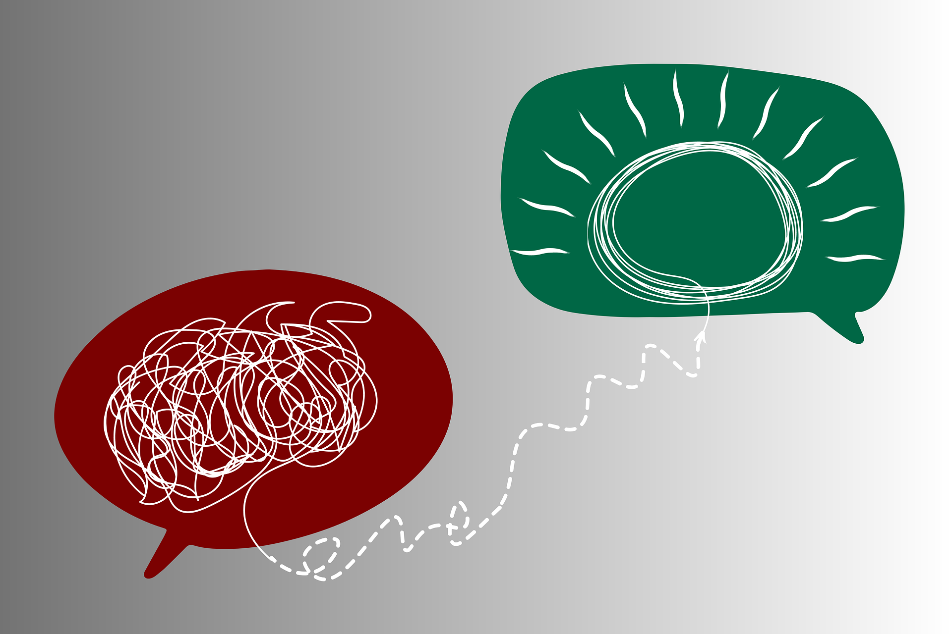 rote und grüne Sprechblase Zeichnung